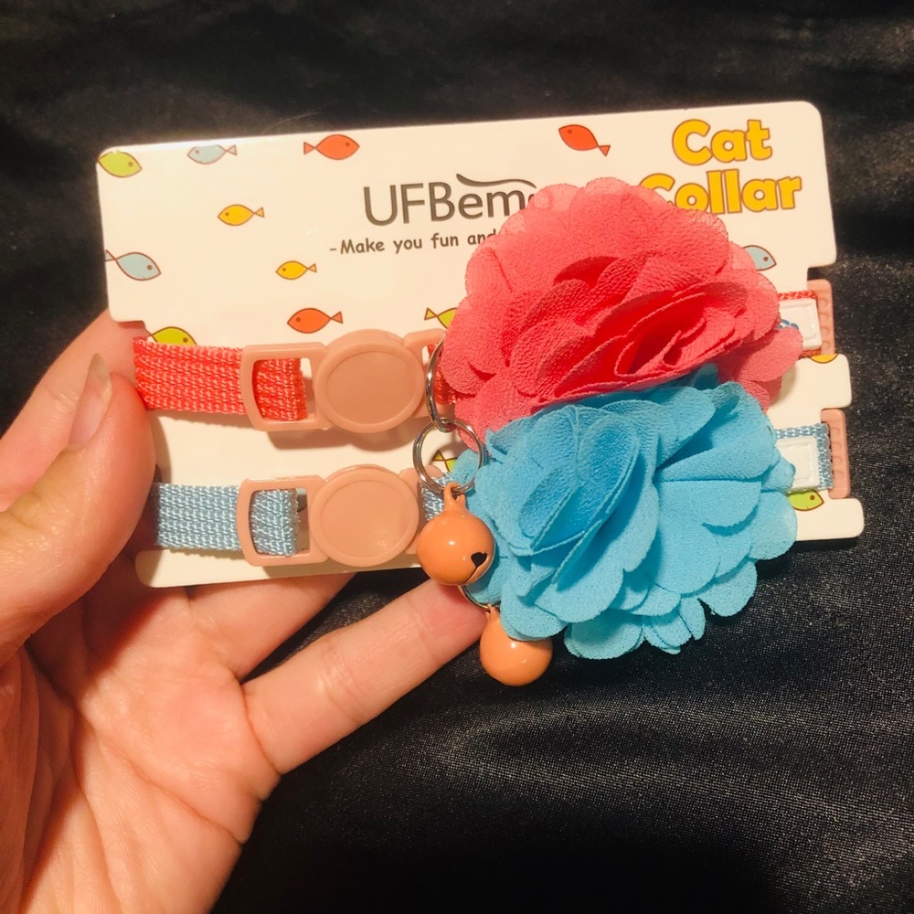 2 Pack UFBemo Cat and Dog adjustable flower collar